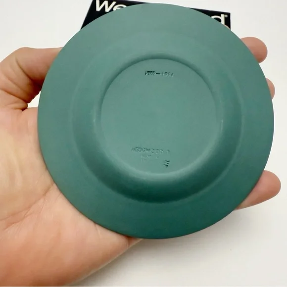 Vintage Wedgwood England Teal Spruce Green Jasperware Patrician Trinket Dish - Picture 4 of 7